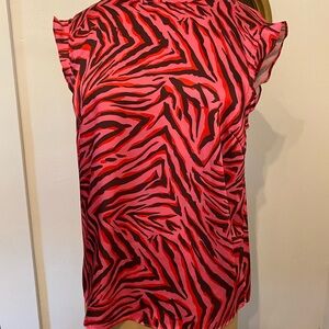 JB by Julie Brown Vibrant Pink and Brown Zebra Blouse